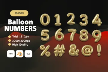 Números de globos Paquete de Icon 3D