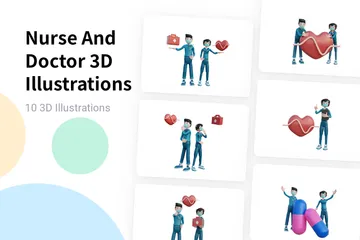 Nurse And Doctor 3D Illustration Pack