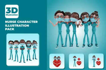 Nurse Character 3D Illustration Pack