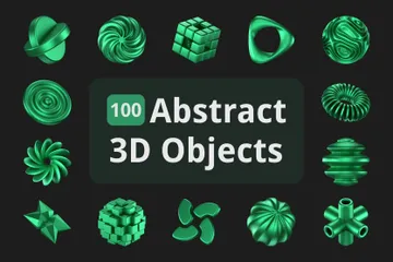 Objetos Abstratos (Verde Metálico) Pacote de Icon 3D