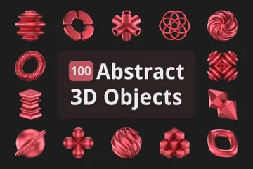 Objets abstraits (rouge métallique) Pack 3D Icon