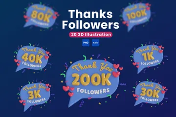 Obrigado seguidores Pacote de Icon 3D
