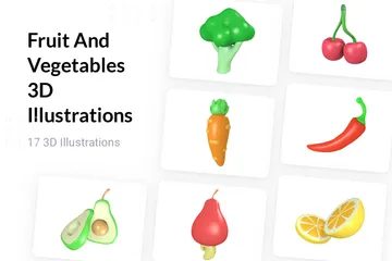 Obst und Gemüse 3D Illustration Pack