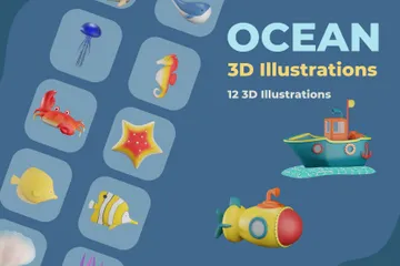 Ocean 3D Illustration Pack