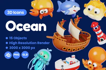 Ocean 3D Icon Pack