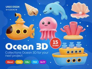 Oceano Pacote de Icon 3D