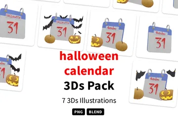 Halloween Calendar 3D Icon Pack