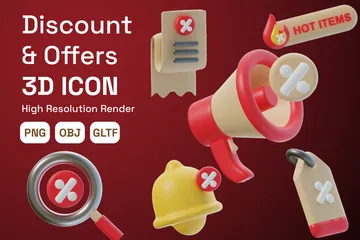 DESCONTO E OFERTAS Pacote de Icon 3D