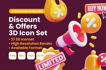 DESCONTO E OFERTAS Pacote de Icon 3D