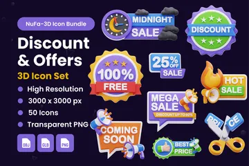 DESCONTO E OFERTAS Pacote de Icon 3D