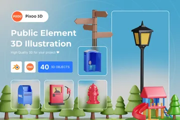Öffentliche Elemente 3D Illustration Pack
