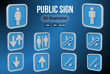 Öffentliches Schild 3D Icon Pack
