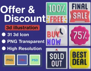 Offer And Discount 3D Icon Pack