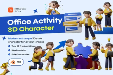 Office Activity Character 3D Illustration Pack