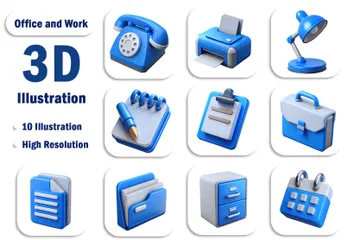 Office And Work 3D Icon Pack
