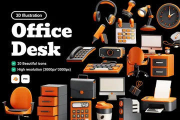 Office Desk 3D Icon Pack