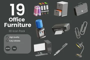 Office Furniture 3D Icon Pack