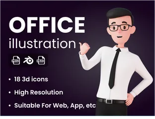 Office Worker Character 3D Illustration Pack