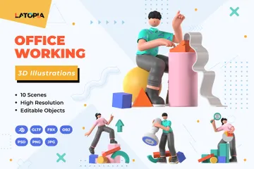 Office Working 3D Illustration Pack