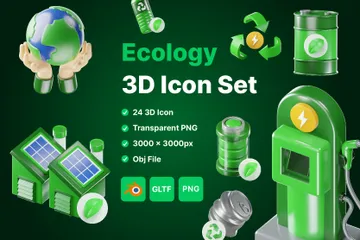 Ökologie Nachhaltigkeit 3D Icon Pack