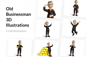 Old Businessman 3D Illustration Pack