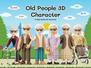 Old People 3D Illustration Pack