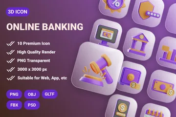 Online Banking 3D Icon Pack