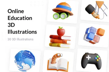 Online-Bildung 3D Illustration Pack