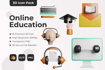 Online-Bildung 3D Icon Pack