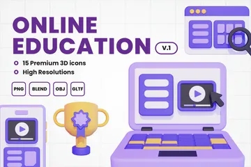 Online-Bildung Band 1 3D Icon Pack