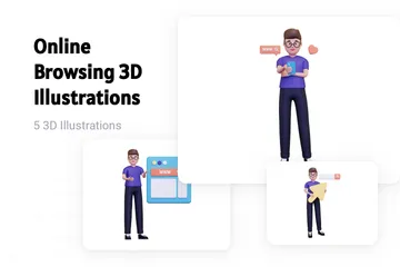 Online Browsing 3D Illustration Pack