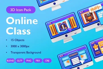 Online Class 3D Icon Pack