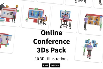 Online Conference 3D Illustration Pack