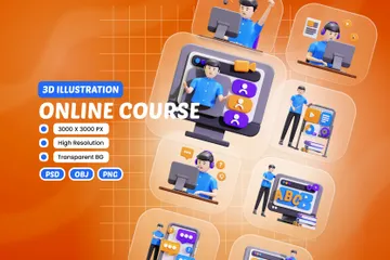 Online Course 3D Icon Pack