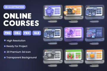 Online Courses 3D Icon Pack