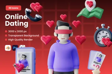 Online Dating 3D Icon Pack