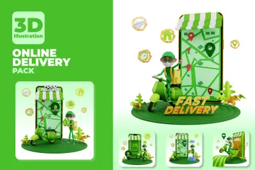 Online Delivery 3D Illustration Pack
