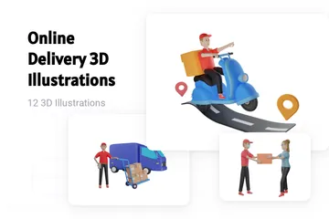 Online Delivery 3D Illustration Pack