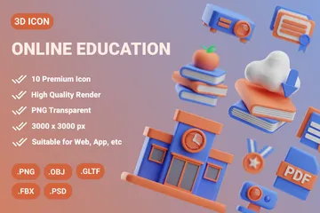 オンライン教育 3D Iconパック
