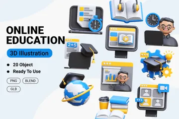 Online Education 3D Icon Pack