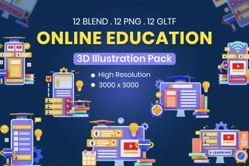 Online Education 3D Illustration Pack