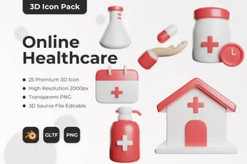 Online Healthcare 3D Icon Pack
