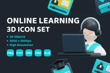 Online Learning 3D Icon Pack