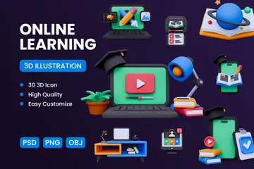 온라인 학습 3D Icon 팩
