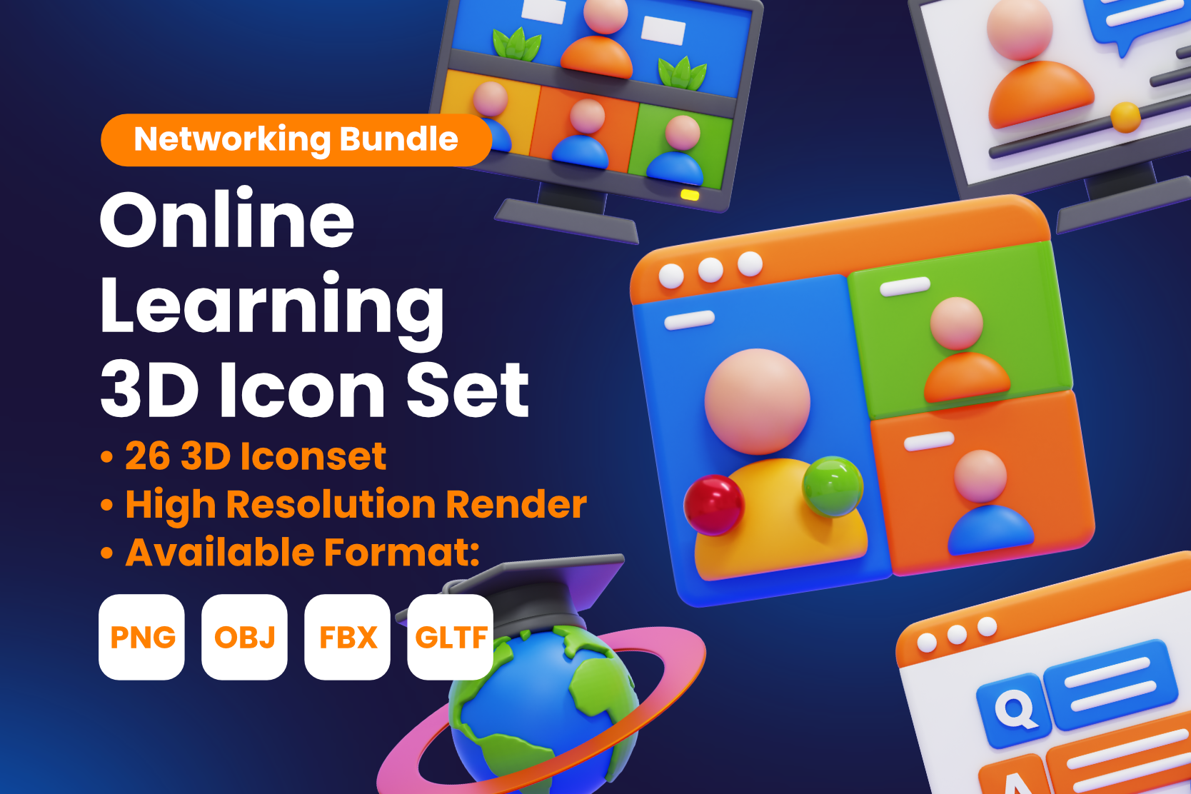 ONLINE LEARNING 3D Icon Pack - 26 School & Education 3D Icons | IconScout