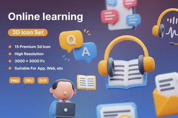 Online Learning 3D Icon Pack