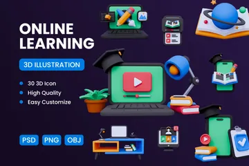 Online Learning 3D Icon Pack