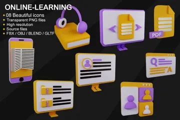 Online Learning 3D Icon Pack