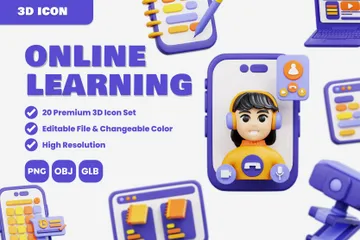 Online Learning 3D Icon Pack