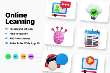 Online Learning 3D Icon Pack